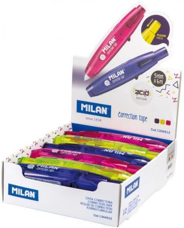 Exp 12 cinta correctora acid edition 5mmx6m recargable milan
