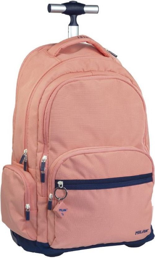 Mochila con ruedas 6 cremalleras serie 1918 rosa 54x37x26cm