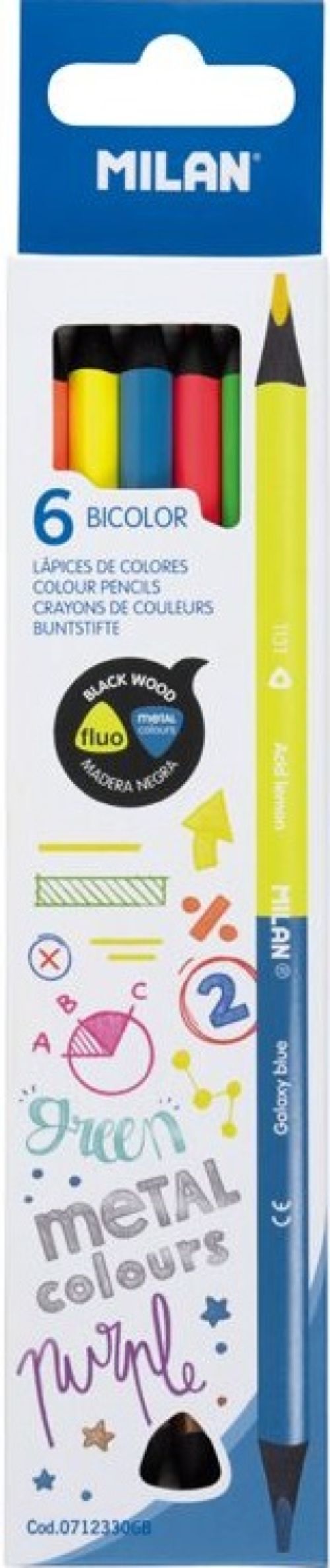 ESTUCHE 6 LAPICES BICOLOR FLUOR &.METAL TRIANGULARES