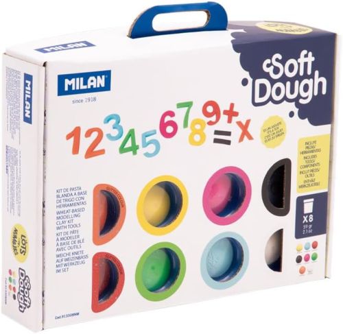 Kit 8 botes 59 g. pasta blanda soft dough con herramientas ¡números!