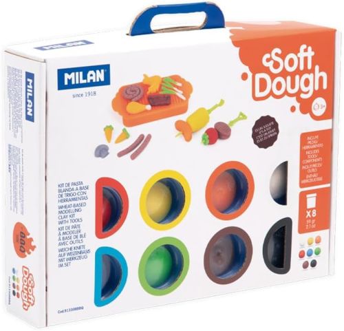Kit 8 botes 59 g. pasta blanda soft dough con herramientas ¡barbacoa!