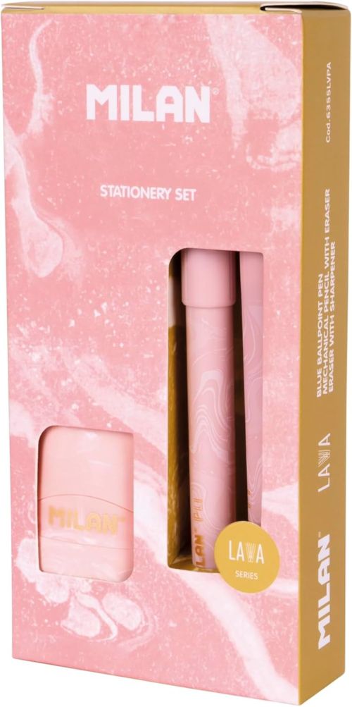 Caja regalo serie Lava con bolígrafo P1, portaminas PL1 0,5 mm HB y afilaborra CAPSULE, rosa