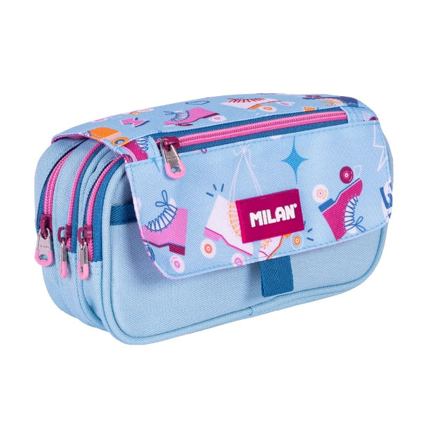 Estuche portatodo 4 cremalleras con solapa roller 13x24x10cm