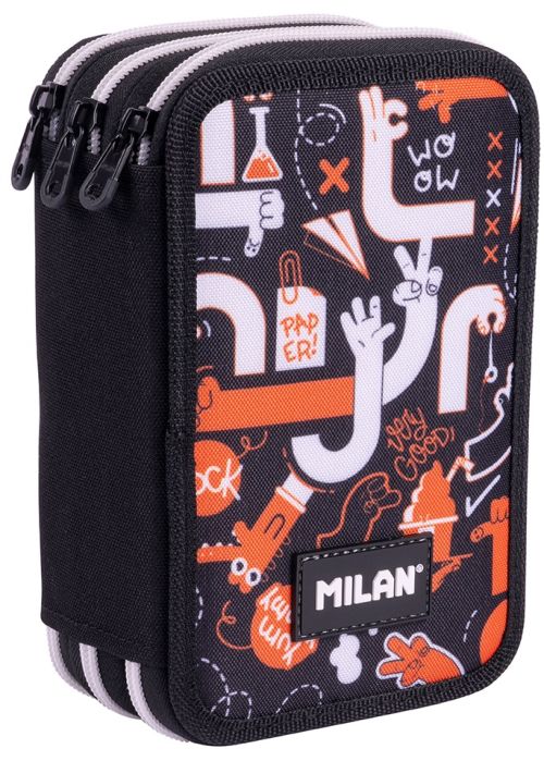 PLUMIER TRIPLE CON CONTENIDO SERIE FINGERS 19.5X13X7.5XCM