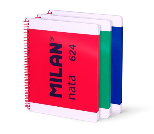 Paq/3 cuaderno espiral a4 80h 95g. cuad.5x5 microperforado colores surtidos