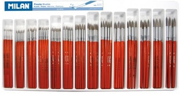 Bandeja expositora 144 pinceles escolares redondos serie 101