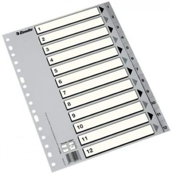 Bolsa indices numericos 1-12 fº multitaladro polipropileno 125 micras