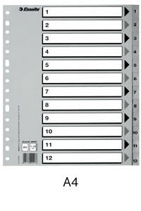 Bolsa indices numericos 1-12 a4 multitaladro polipropileno 125 micras