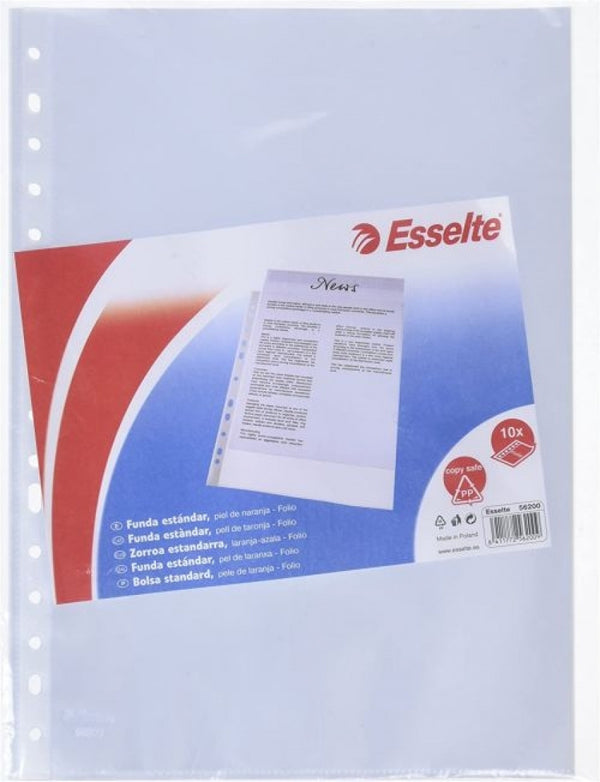 Paq/10 fundas portadocumentos fº multitaladro pp 80 mc piel de naranja