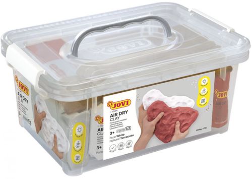 Set pasta modelar 500g air dry clay 5 blanco + 2 terracota + 20 espatulas