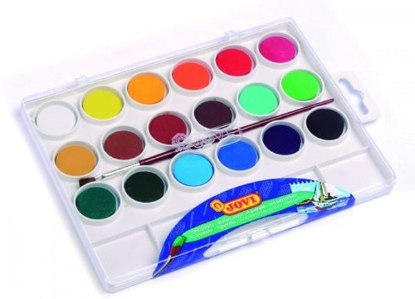 Estuche plastico 18 acuarelas jovi colores surtidos + pincel