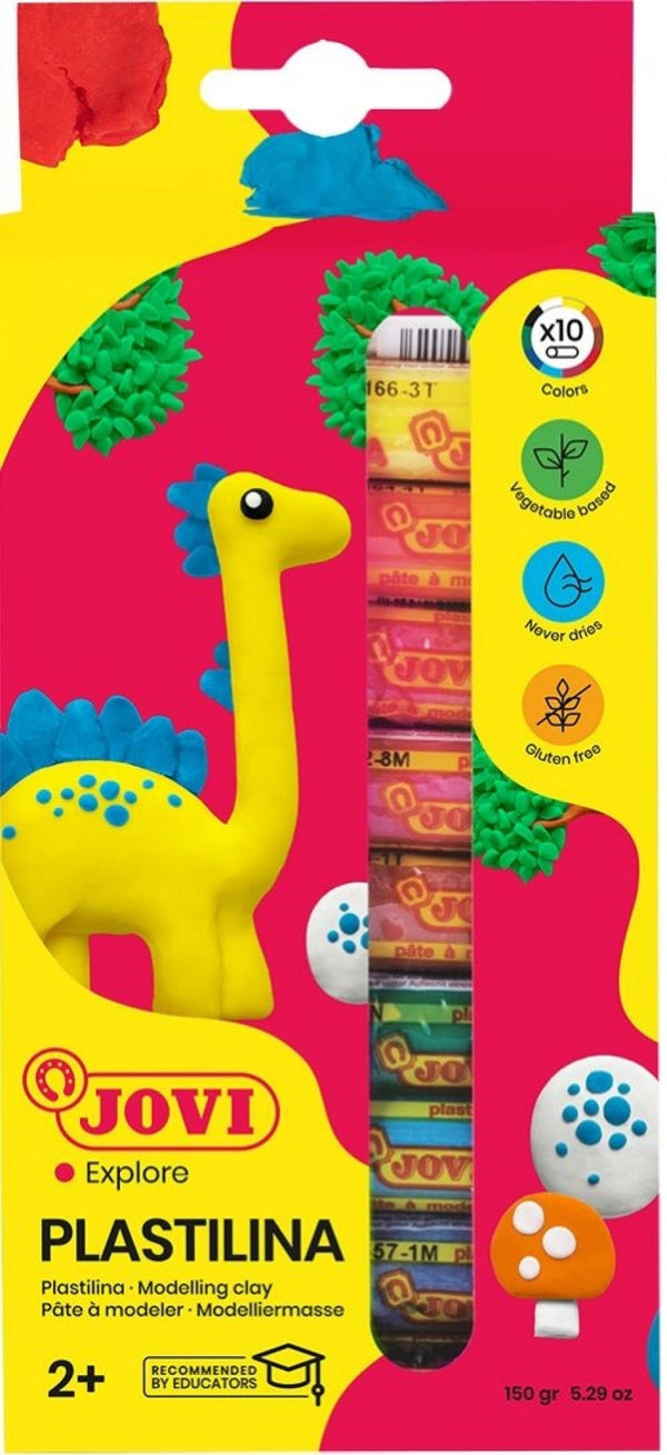 Estuche 10 barras plastilina jovi 15g. glow in the dark 8 colores básicos + 2 fosforescentes