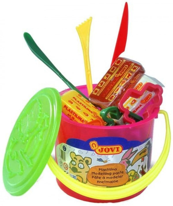 Cubo 6 tacos plastilina jovi 50g surtidos + accesorios