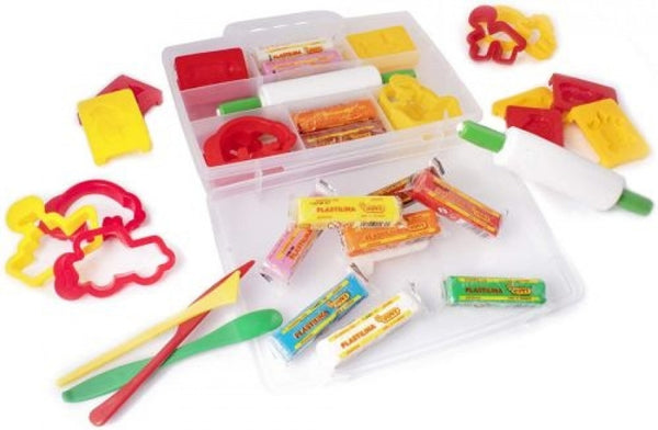 Maletin 8 tacos plastilina + 1 rodillo + accesorios