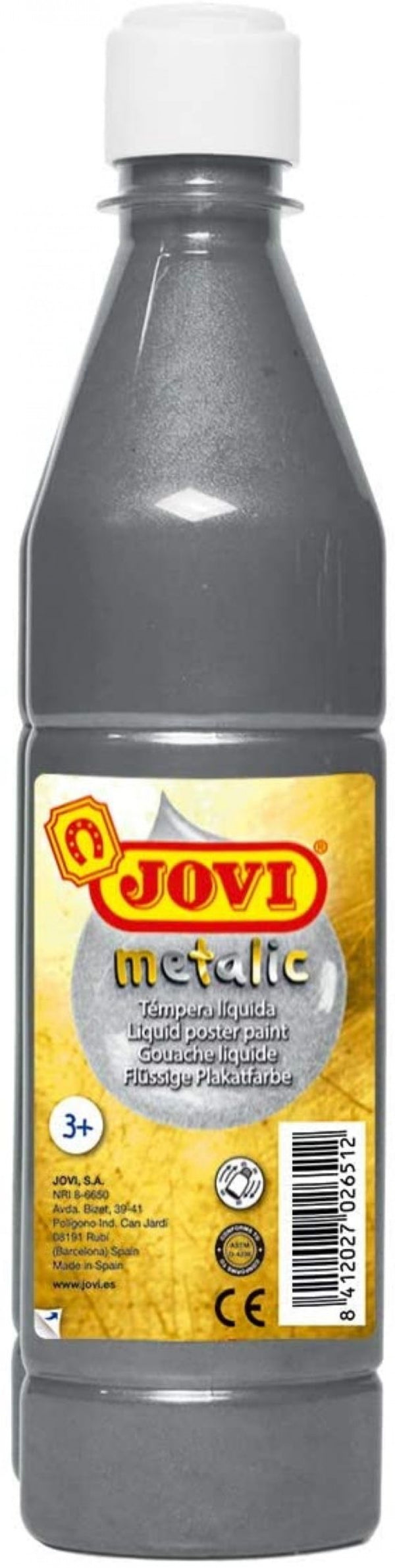 BOTE TEMPERA LIQUIDA JOVI 500ML PLATA