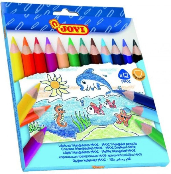 ESTUCHE 12 LAPICES MADERA MAXI TRIANGULARES JOVI
