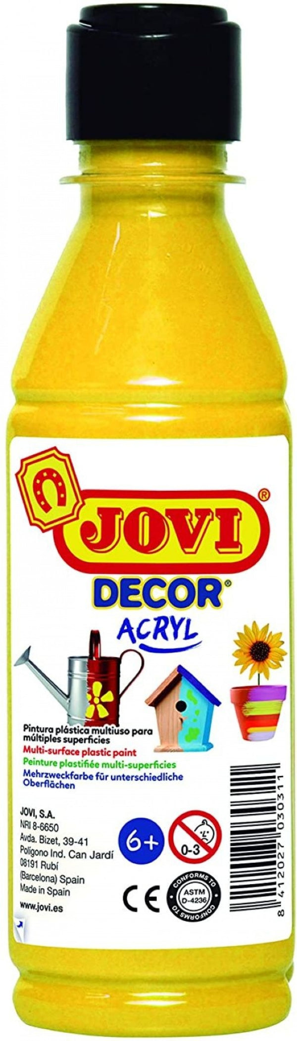 BOTE PINTURA JOVIDECOR ACRYL AMARILLO 250ML