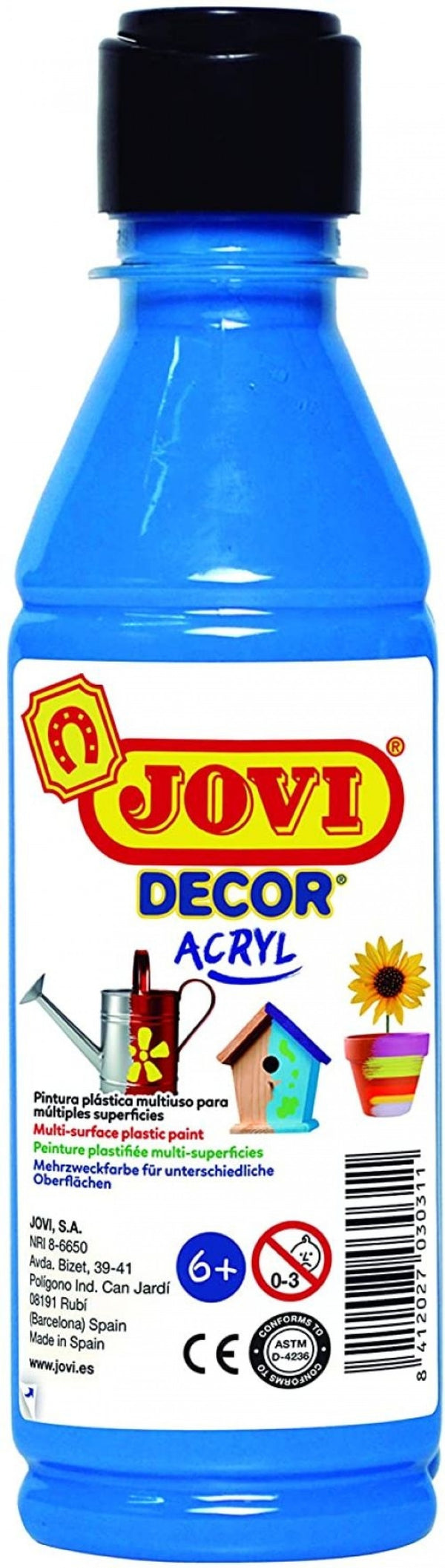 BOTE PINTURA JOVIDECOR ACRYL AZUL CYAN 250ML