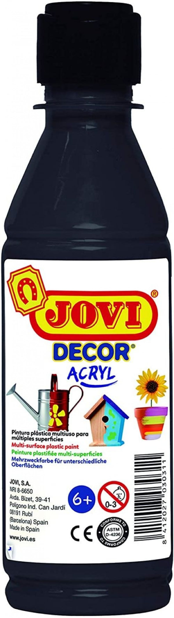 BOTE PINTURA JOVIDECOR ACRYL NEGRO 250ML
