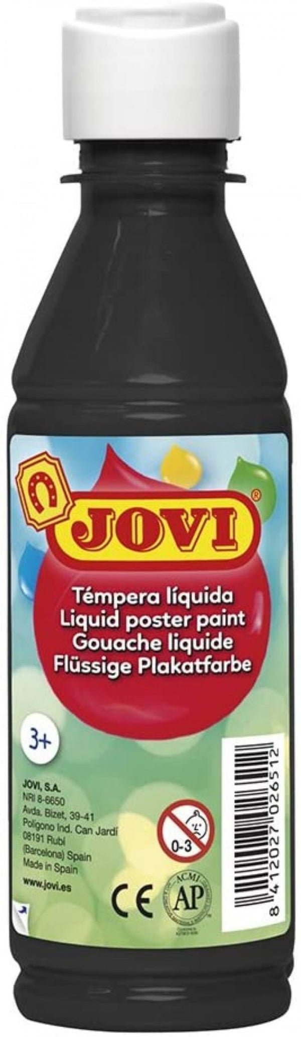 BOTE TEMPERA LIQUIDA JOVI 250ML NEGRO