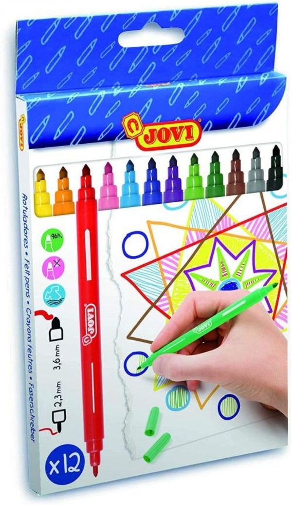 ESTUCHE 12 ROTULADORES JOVI PUNTA DOBLE FINA/GRUESA