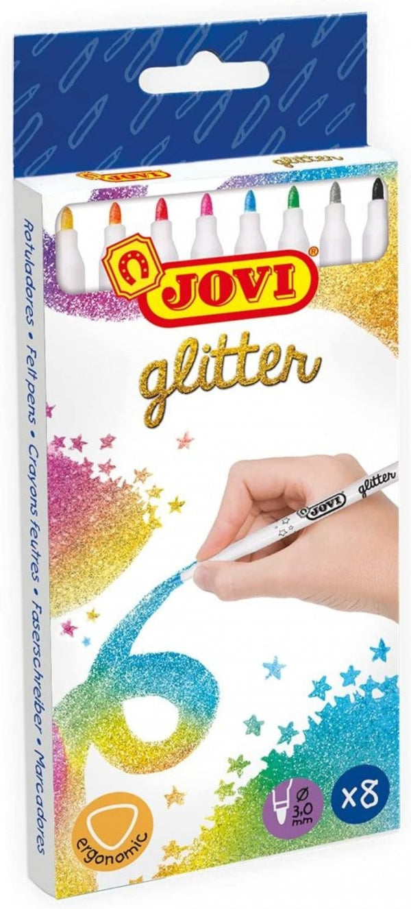 ESTUCHE 8 ROTULADORES GLITTER COLORES SURTIDOS JOVI