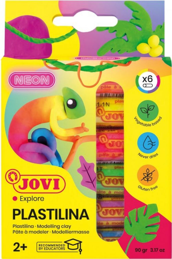 Estuche 6 barras plastilina jovi 15g. colores neon