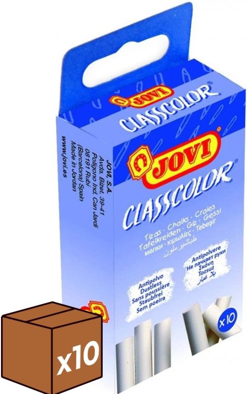 (pack 10u.) caja 10 tizas blancas antipolvo jovi