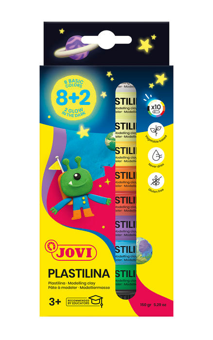 Estuche 15 barras plastilina jovi 15g. colores fosforescente