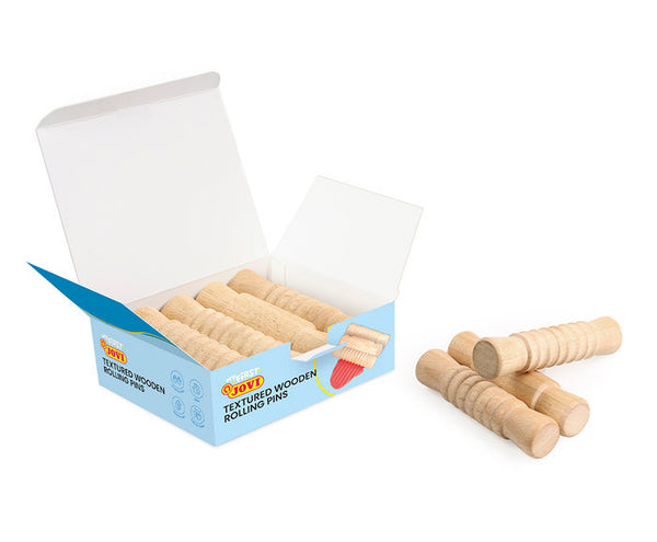 Schoolpack 9 rodillos de madera diferentes texturas (3 unidades x 3 texturas) My first plastilina baby