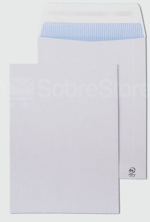 C/250 bolsa blanca 184x261mm cuarto prolongado autoadhesivo sam