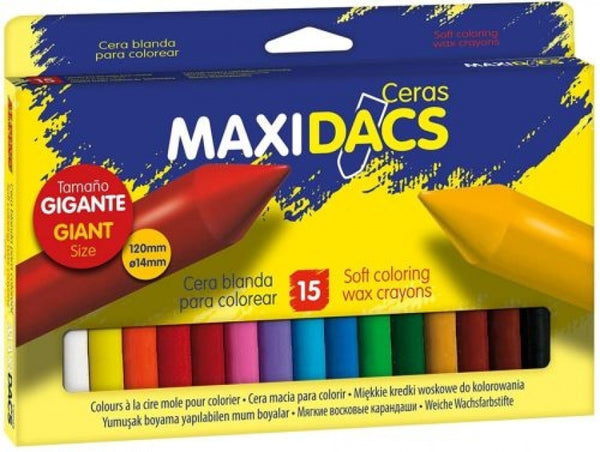 ESTUCHE 15 CERAS BLANDAS MAXIDACS COLORES SURTIDOS