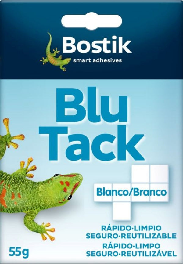 EXP 12 SOBRES BLU-TACK BLANCO CUARTEADO 55G