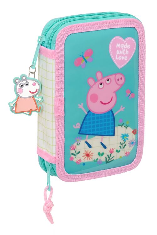 PLUMIER DOBLE PEQUEÑO 29 PIEZAS PEPPA PIG PRETTY FLOWERS 12,5x19,5x4cm