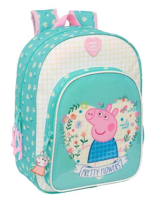 MOCHILA INFANTIL ADAPTABLE CARRO PEPPA PIG PRETTY FLOWERS 26x34x11cm