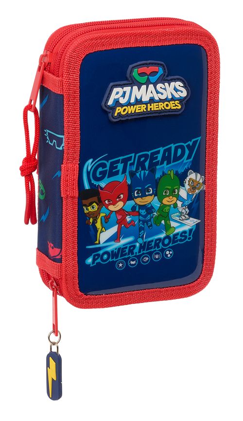 PLUMIER DOBLE PEQUEÑO 28 PIEZAS PJMASKS READY 12,5x19,5x4CM
