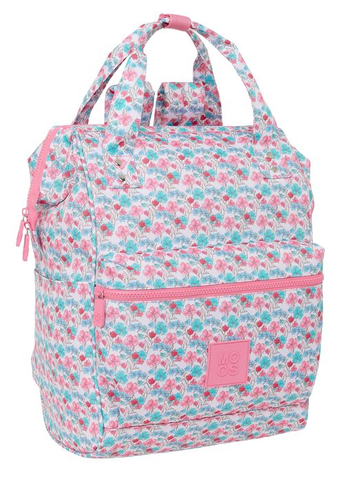 MOCHILA CON ASAS RECICLADOPARA PORTATIL 13 MOOS FLORES 27x40x19CM