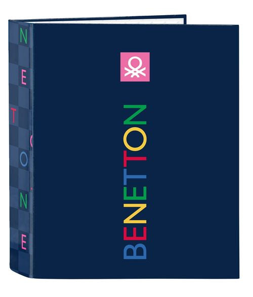 CARPETA FOLIO 4 ANILLAS 35MM LOMO ANCHO BENETTON DAMERO 27x33x6cm