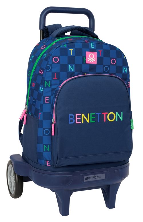 MOCHILA GRANDE CON RUEDAS COMPACT EVOLUTION EXTRAIBLE BENETTON DAMERO 33x45x22cm