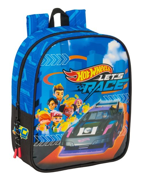 MOCHILA GUARDERIA ADAPTABLE CARRO HOT WHEELS LET'S RACE 22x27x10cm