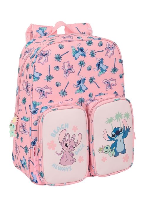 MOCHILA INFANTIL BOLSILLOS ADAPTABLE CARRO STITCH BEACH 26x34x11cm