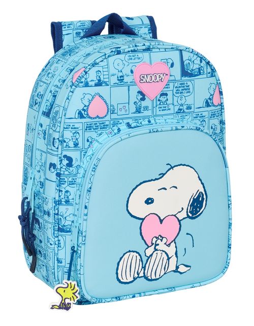 MOCHILA INFANTIL ADAPTABLE CARRO SNOOPY LOVE 26x34x11cm