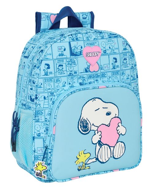 MOCHILA JUNIOR ADAPTABLE CARRO SNOOPY LOVE 32x38x12cm