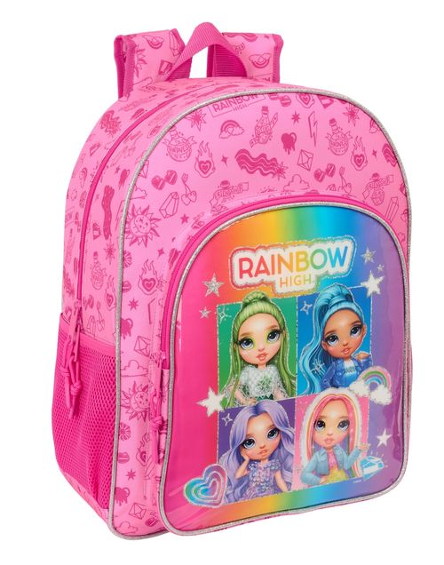 MOCHILA ADAPTABLE CARRO RAINBOW HIGH SHINE 33x42x14cm