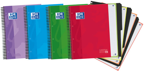 Paq/5 cuaderno espiral a4+ 120h 90g. cuad.5x5 ebook4 con separadores tapa extradura