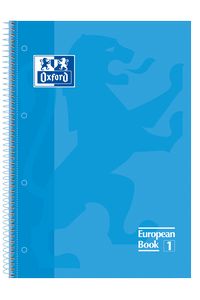 Paq/5 cuaderno espiral europeanbook1 turquesa a4 80h 90g. cuadricula 5x5mm microperforado