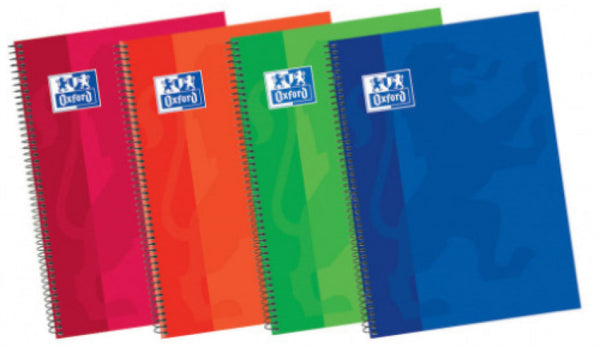 Paq/5 cuaderno espiral fº 80h 90g. 1 horizontal c/m tapa plastico classic