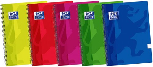 Paq/5 cuaderno espiral 4º 80h 90g. 1 horizontal c/m tapa extradura colores surtidos