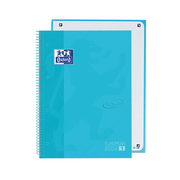 Paq/5 cuaderno espiral a4+ 80h 90g. cuad.5x5 azul pastel ebook1 touch