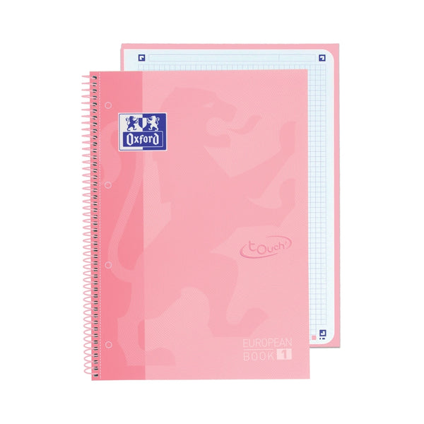 Paq/5 cuaderno espiral a4+ 80h 90g. cuad.5x5 rosa flamingo ebook1 touch